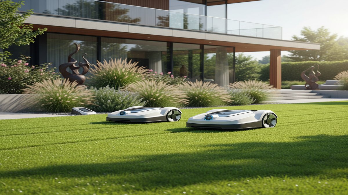 AI-generated illustration, not the actual product: Robotic Mowers: The Autonomous Future of Lawn Care Is Here