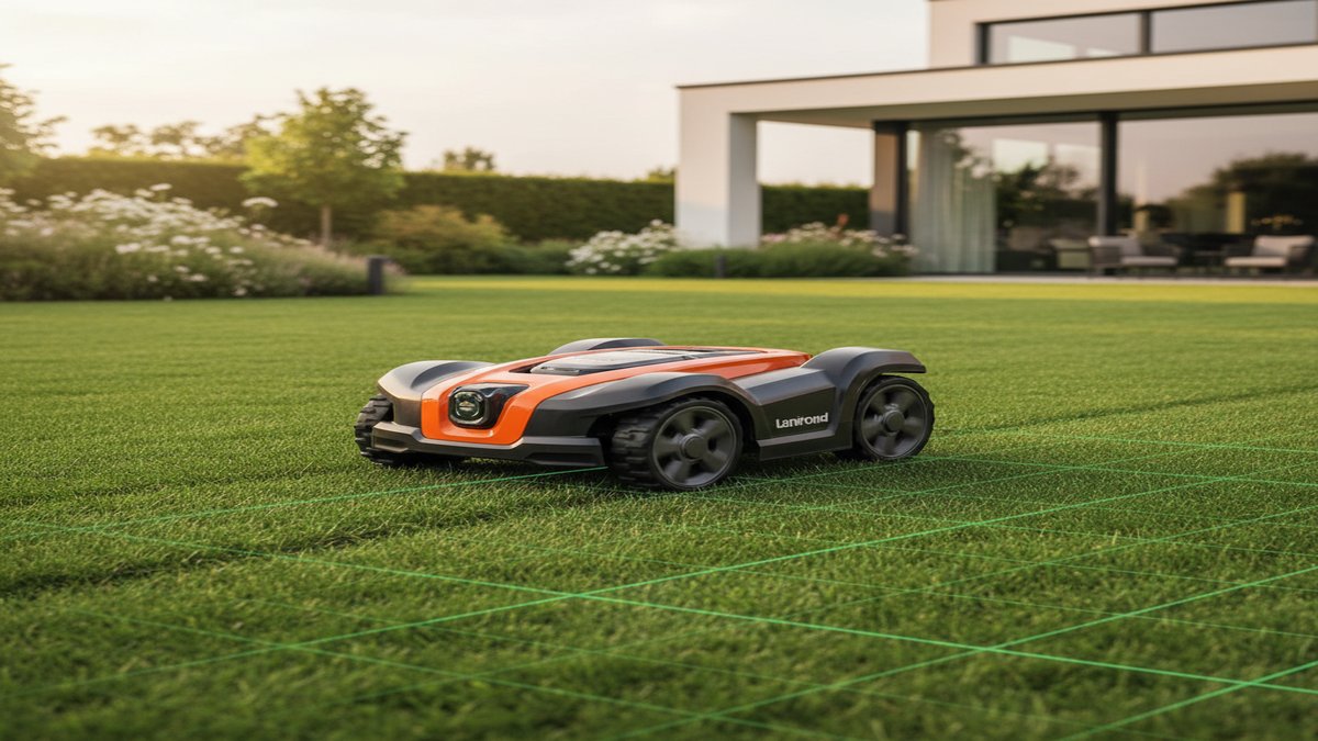 AI-generated illustration, not the actual product: Worx Landroid Vision RTK 4WD: Advanced Mowing Tech Now More Affordable