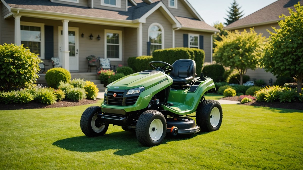 AI-generated illustration, not the actual product: A Landscaper's Guide to Financing a Robotic Mower Fleet