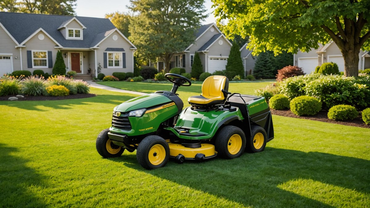 AI-generated illustration, not the actual product: How to Protect Your Robotic Mower From Being Stolen