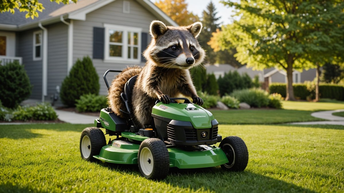 AI-generated illustration, not the actual product: RoboUP Raccoon 2 SE: Affordable Smart Mowing for Smaller Yards