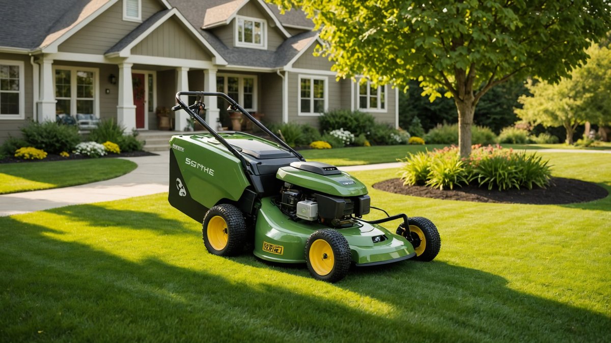AI-generated illustration, not the actual product: Scythe Robotics Acquired: What This Means for Autonomous Mowing