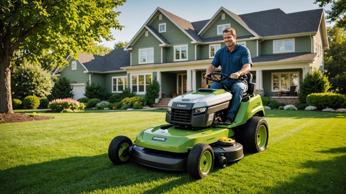 AI-generated illustration, not the actual product: The ROI of Robotic Mowers: A Landscaper's Guide to Ditching Gas